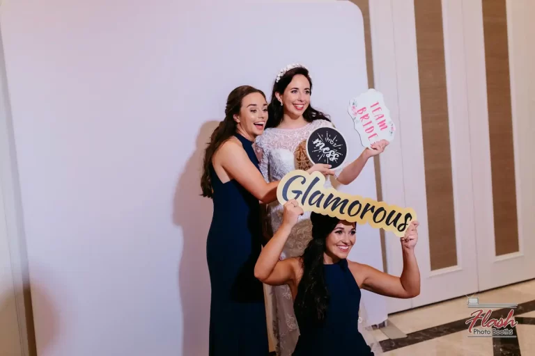 Group photo in a stylish Michigan Photo Booth by Flash Photo Booths.